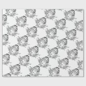 Altmodischer Schwarz-Weiß-Weihnachten Geschenkpapier (Flach)