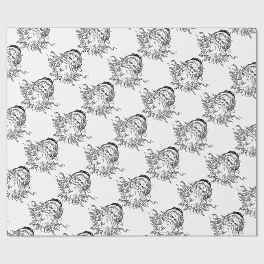 Altmodischer Schwarz-Weiß-Weihnachten Geschenkpapier (Flach)