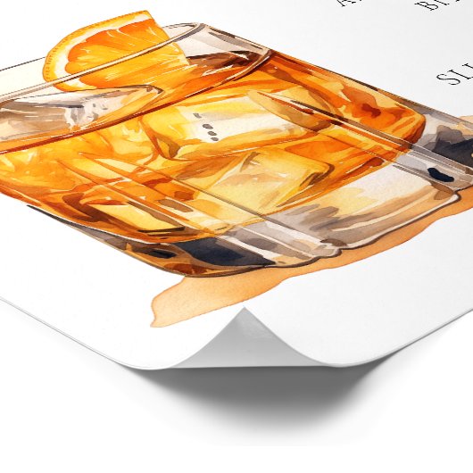 altmodischer Unterschrift Drink Poster (Ecke)