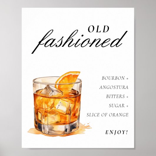 altmodischer Unterschrift Drink Poster (Vorne)