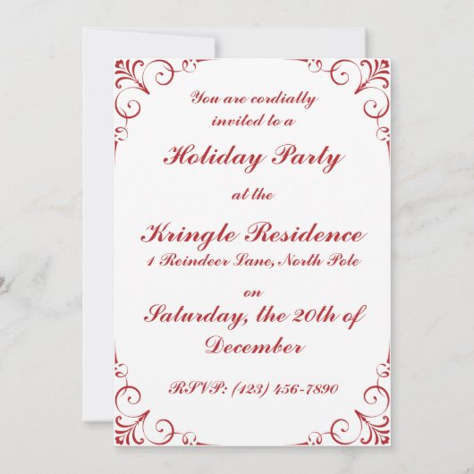 Altmodischer Viktorianischer Nikolaus Einladung (Rückseite)