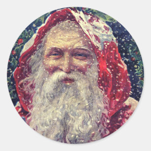 Altmodischer viktorianischer Sankt Nikolaus Runder Aufkleber