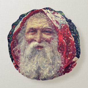 Altmodischer viktorianischer Sankt Nikolaus Rundes Kissen