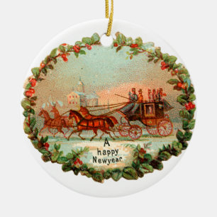 Altmodischer Weihnachten, Neujahr, Reisebus Keramikornament
