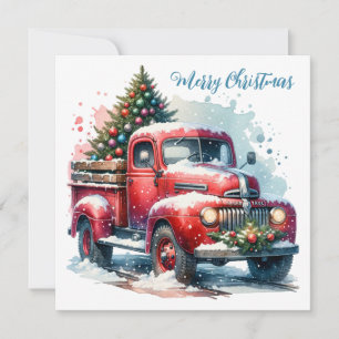 Altmodischer Weihnachten Vintage-Roter LKW Mitteilungskarte