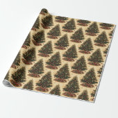 Altmodischer Weihnachtsbaum Vintage-Feiertag Geschenkpapier (Ungerollt)