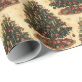 Altmodischer Weihnachtsbaum Vintage-Feiertag Geschenkpapier (Rolleneckpunkt)