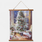 Altmodischer Weihnachtsbaum Wandteppich Mit Holzrahmen (Vorderseite)