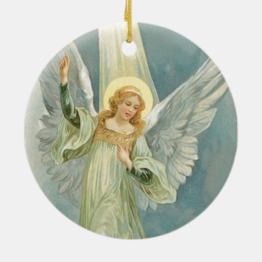 Altmodischer Weihnachtsengel Gloria Keramikornament (Hinten)