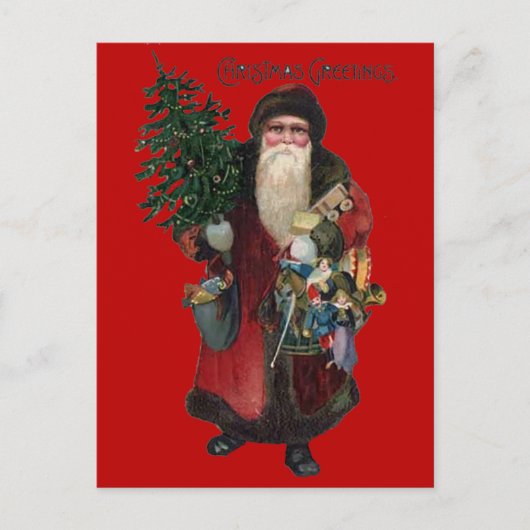 Altmodischer Weihnachtsmann Feiertagspostkarte (Vorderseite)
