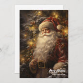 Altmodischer Weihnachtsmann im verschneiten Wald Feiertagskarte (Vorne/Hinten)