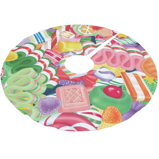 Altmodischer Weihnachtssüßigkeits-Baum-Rock Polyester Weihnachtsbaumdecke (Schrägansicht)