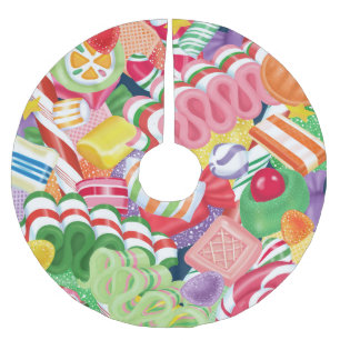 Altmodischer Weihnachtssüßigkeits-Baum-Rock Polyester Weihnachtsbaumdecke