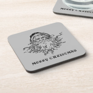 Altmodischer Weihnachtsweihnachtsgraukunststoff Untersetzer