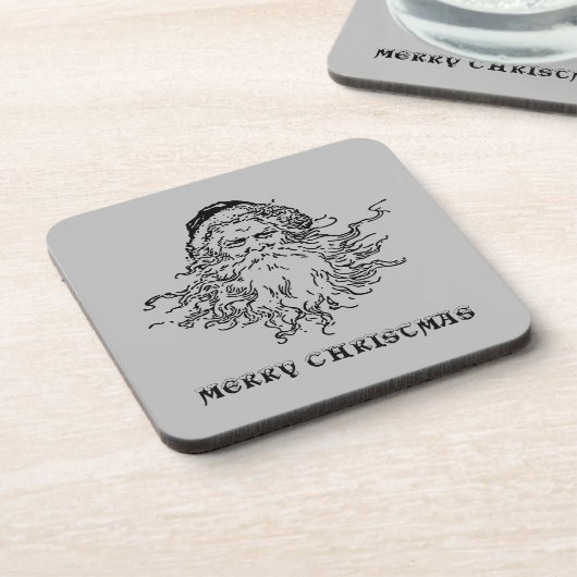 Altmodischer Weihnachtsweihnachtsgraukunststoff Untersetzer (Linke Seite)
