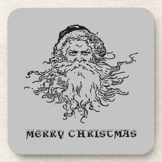 Altmodischer Weihnachtsweihnachtsgraukunststoff Untersetzer (Vorderseite)