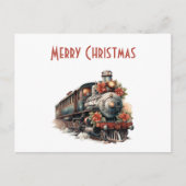 Altmodischer Zug Retro Weihnachtsfeiertag Feiertagspostkarte (Vorderseite)