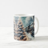 Altmodischer Zug und Vintage Winterlandschaft Kaffeetasse (VorderseiteRechts)