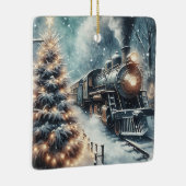 Altmodischer Zug und Vintage Winterlandschaft Keramikornament (Rechts)