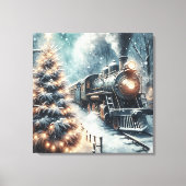Altmodischer Zug und Vintage Winterlandschaft Leinwanddruck (Vorderseite)