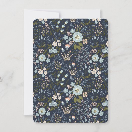 Altmodisches Blumendesign für Brautparty Einladung (Rückseite)