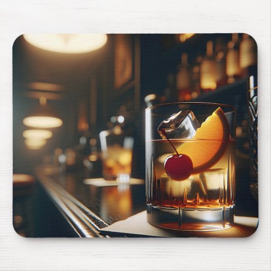 Altmodisches Getränk auf einer Bar Mousepad (Vorne)