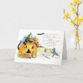 Altmodisches Halloween, Black Cat & Mice Karte (Gelbe Blume)