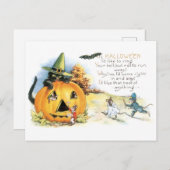 Altmodisches Halloween, Black Cat & Mice Postkarte (Vorne/Hinten)
