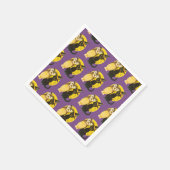 Altmodisches Halloween, Black Cat & Owl Serviette (Ecke)