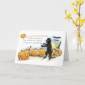 Altmodisches Halloween, Black Cat & Pumpkins Karte (Gelbe Blume)