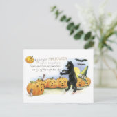 Altmodisches Halloween, Black Cat & Pumpkins Postkarte (Stehend Vorderseite)