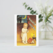 Altmodisches Halloween, Boy & Black Cat Postkarte (Stehend Vorderseite)