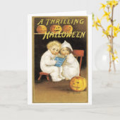 Altmodisches Halloween, Boy & Girl Karte (Gelbe Blume)