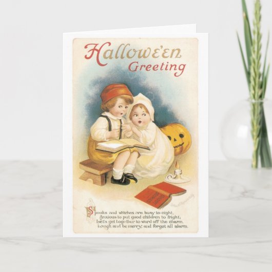 Altmodisches Halloween, Boy & Girl Karte (Vorderseite)