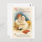Altmodisches Halloween, Boy & Girl Postkarte (Vorne/Hinten)