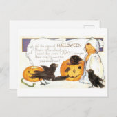 Altmodisches Halloween, Crow Postkarte (Vorne/Hinten)