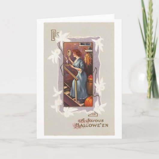 Altmodisches Halloween, Dame mit Handspiegel Karte (Vorderseite)