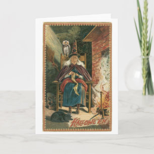 Altmodisches Halloween, Hexe Karte