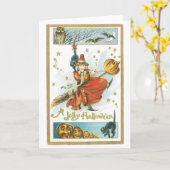 Altmodisches Halloween, Hexe Karte (Gelbe Blume)