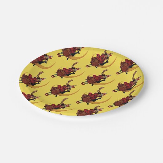 Altmodisches Halloween, Hexe mit schwarzer Katze Pappteller (Schrägansicht)