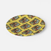 Altmodisches Halloween, Hexe mit schwarzer Katze Pappteller (Schrägansicht)