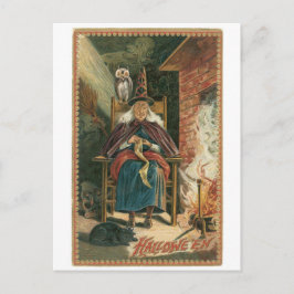 Altmodisches Halloween, Hexe Postkarte