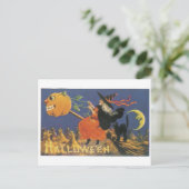 Altmodisches Halloween, Hexe Postkarte (Stehend Vorderseite)