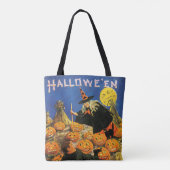Altmodisches Halloween, Hexe & Pumpkins Tasche (Rückseite)