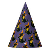 Altmodisches Halloween, Hexenkatze, die Geige spie Partyhütchen (Links)