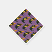 Altmodisches Halloween, Hexenkatze, die Geige spie Serviette (Ecke)