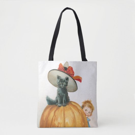Altmodisches Halloween, Hexenkatze Tasche (Vorderseite)