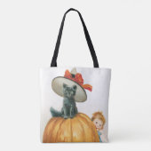 Altmodisches Halloween, Hexenkatze Tasche (Rückseite)