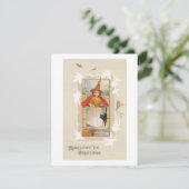 Altmodisches Halloween, Hexenmädchen Einladung (Stehend Vorderseite)