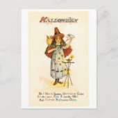 Altmodisches Halloween, Hexenmädchen mit Schüssel Postkarte (Vorderseite)